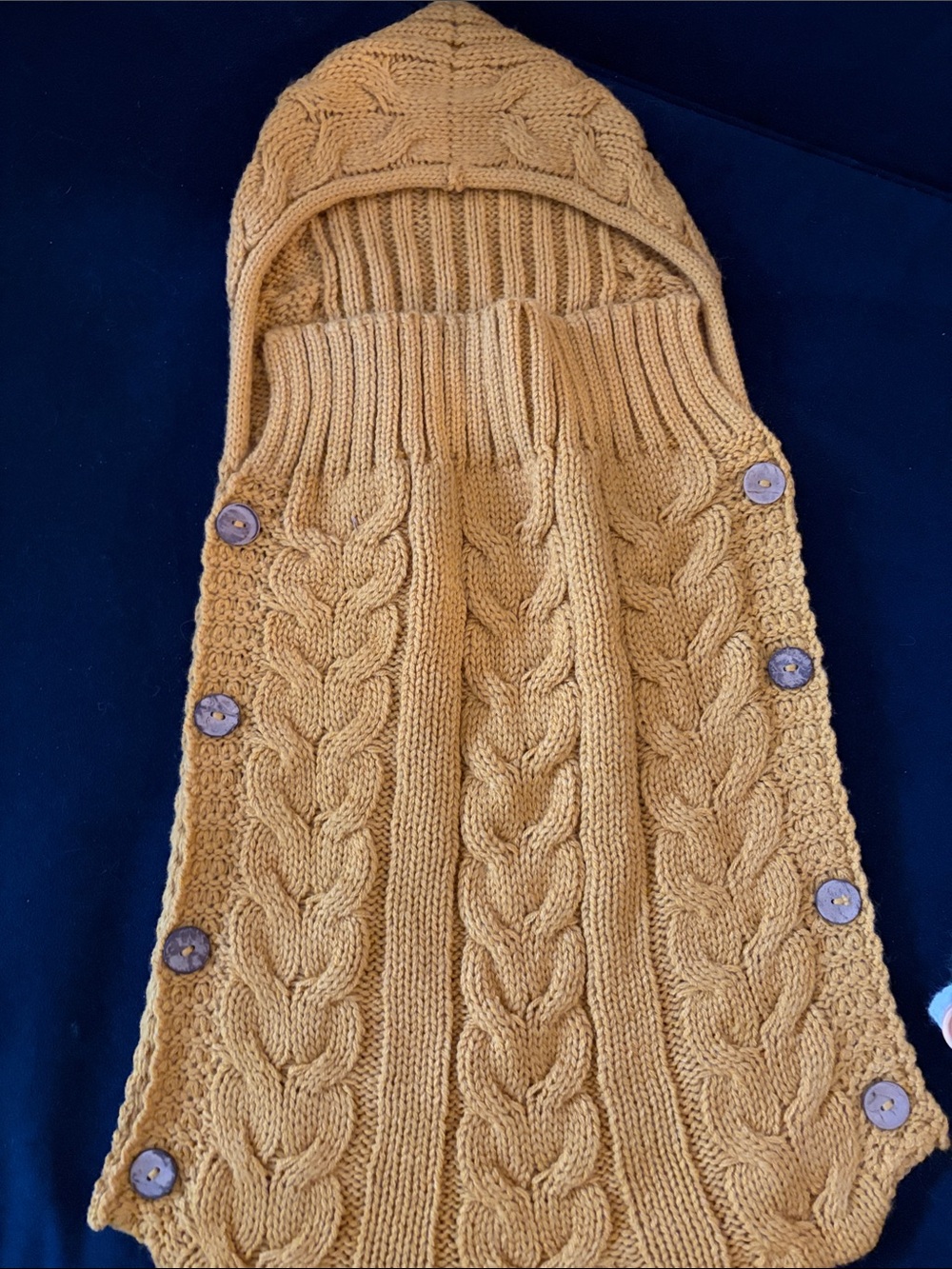 Mustard Cable-Knit sleep sac for infants